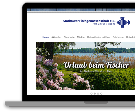 Bildschirm mit Webseite der Fischgenossenschaft Storkow