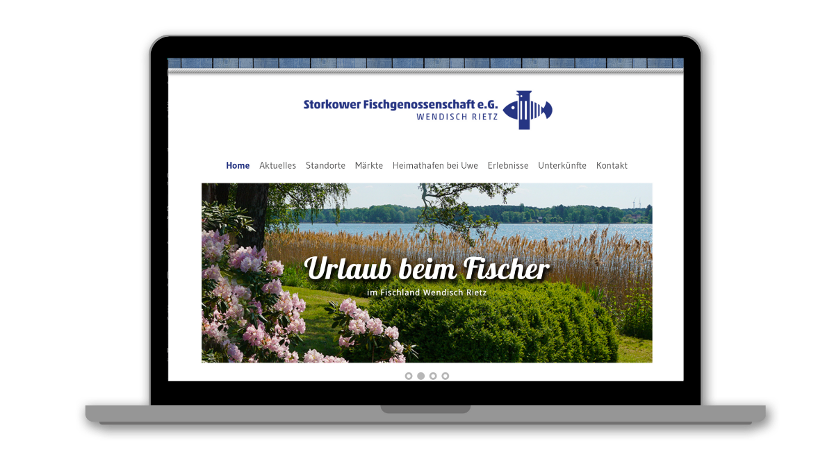 Bildschirm mit Webseite der Fischgenossenschaft Storkow